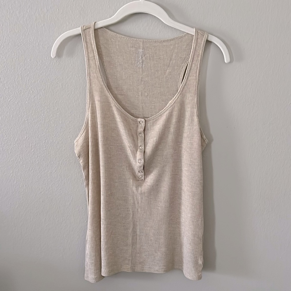 Aerie Real Soft Glitter Ribbed Tank size L